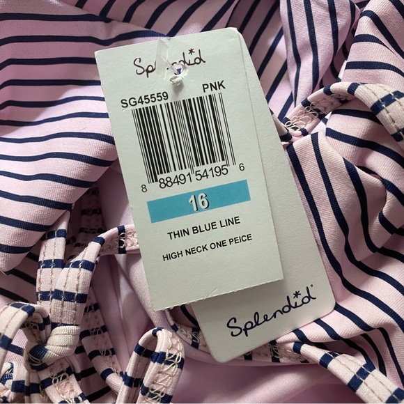 NWT Splendid Pink Blue Striped One Piece - Picture 9 of 13